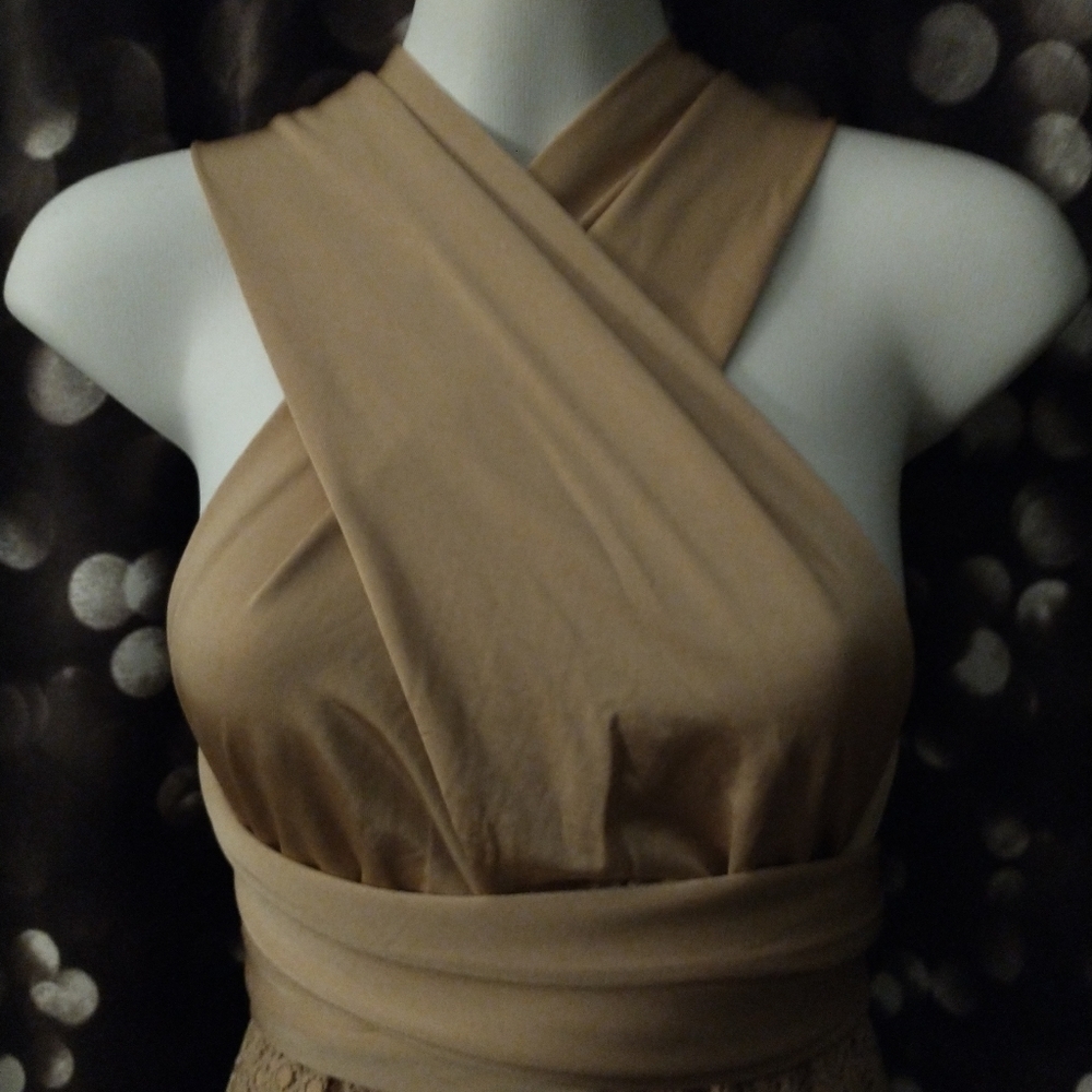 THE BOUTIQUE X little nude multi-wear lace dress with bodysuit bottoms wrap ties - Picture 11 of 16
